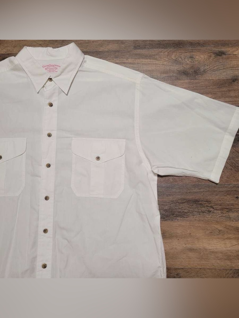 Filson White 100% Cotton Feather Cloth Short Sleeve Button Up Field Shirt MensXL